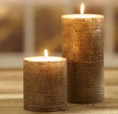 Sveces dekors: sveces ar savām rokām ar žāvētām komplektiem, kāzu svecju apdare par meistarklasi, baltas sveces bankā un citas idejas 20782_14