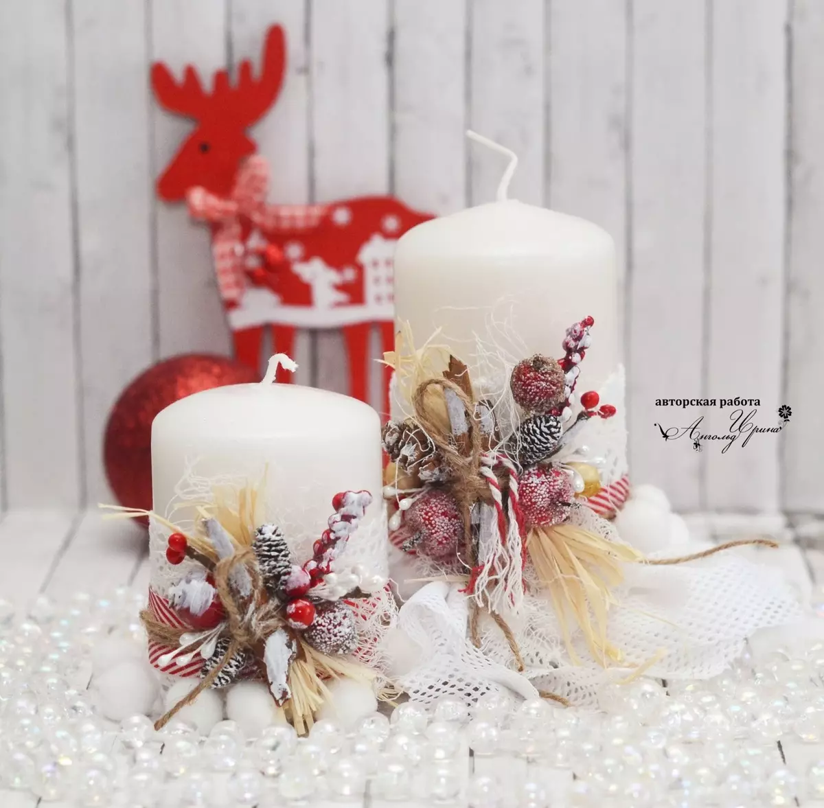 Kerzen Dekor: Dekoration von Kerzen mit den eigenen Händen mit getrockneten Sets, Dekoration von Hochzeitskerzen auf einer Meisterklasse, weiße Kerzen in einer Bank und anderen Ideen 20782_20