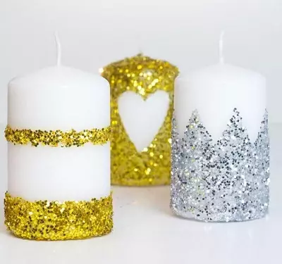 Kerzen Dekor: Dekoration von Kerzen mit den eigenen Händen mit getrockneten Sets, Dekoration von Hochzeitskerzen auf einer Meisterklasse, weiße Kerzen in einer Bank und anderen Ideen 20782_34