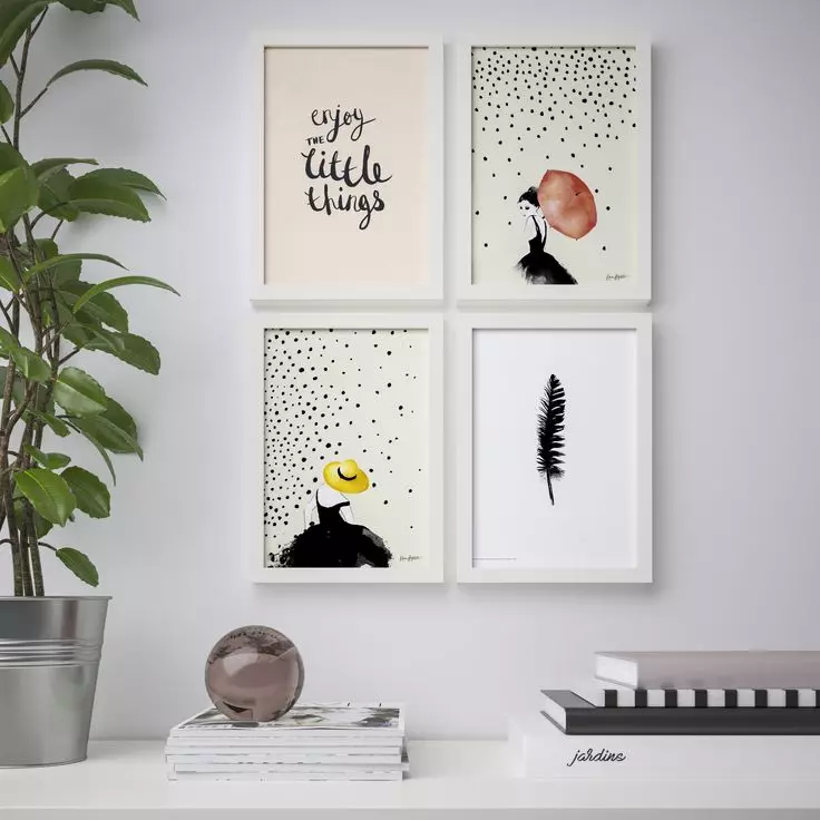Постери IKEA: огляд постерів для стін і їх вибір для інтер'єру, рамки і тримачі для плакатів, постери 50 на 70 і інших розмірів для кухні та вітальні, чорно-білі і кольорові постери 20793_9