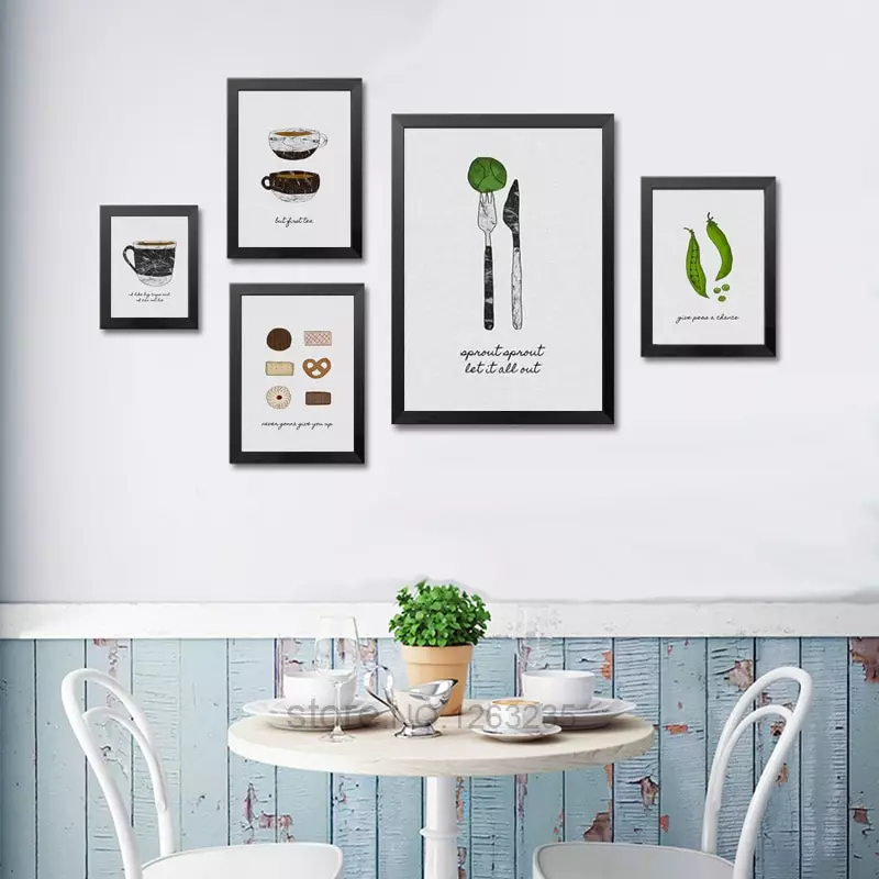 Poster di dapur (37 foto): peraturan untuk memilih poster di dapur dinding dalam gaya Provence dan Loft, poster Tahun Baru di pedalaman dan hitam dan putih, pilihan yang indah lain 20799_4