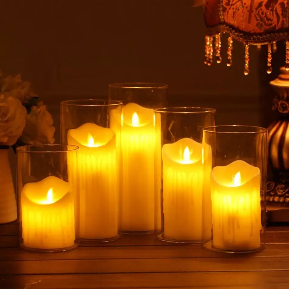 Velas LED: velas electrónicas en baterías con imitación de llamas para la decoración del hogar, velas de plástico artificiales con control remoto y otros 20812_3