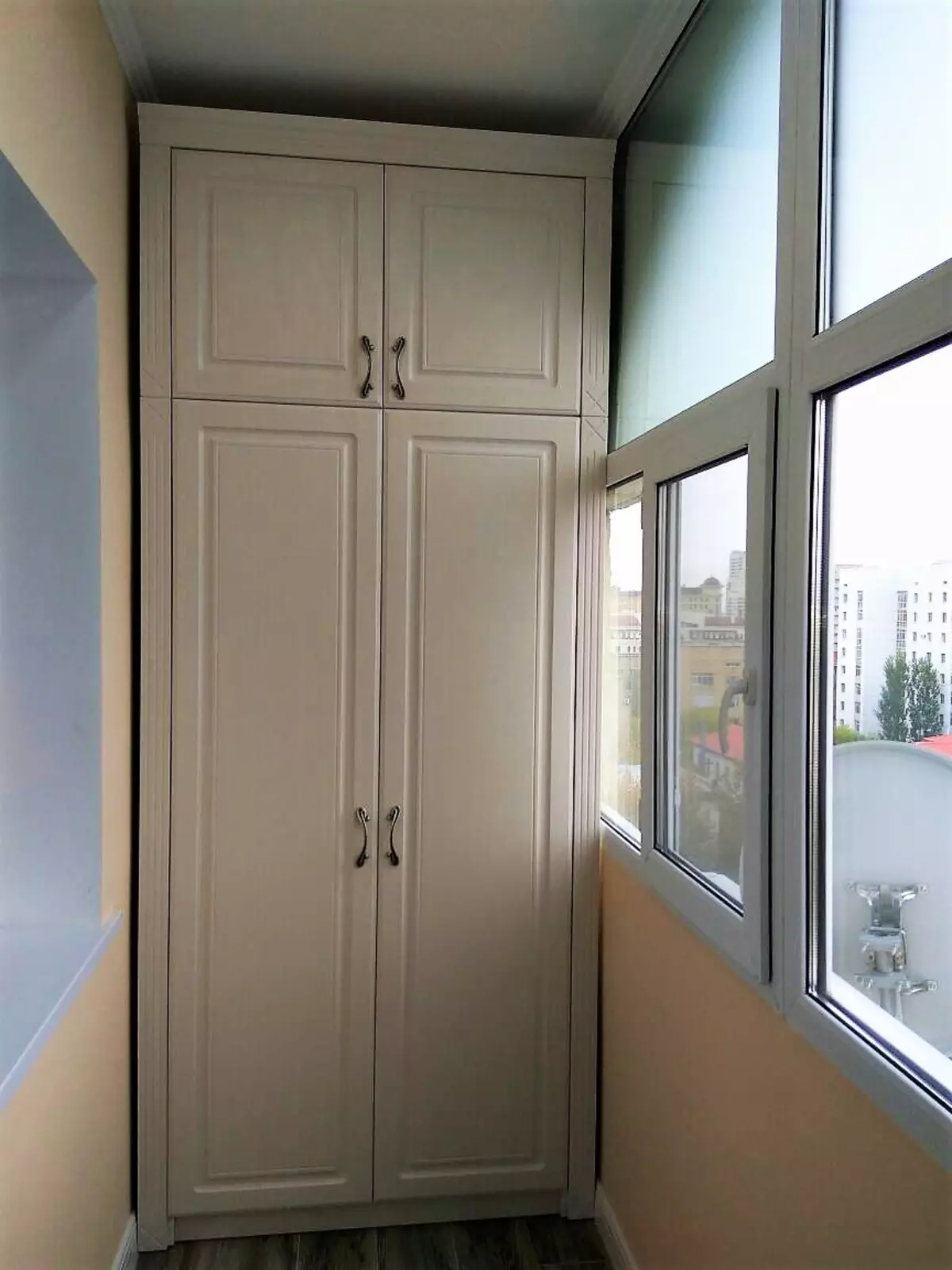 Gabinetes de balcón (108 fotos): Ejemplos de gabinetes de balcón integrados y de plástico, ideas interesantes para gabinetes de diseño con persianas enrollables y revestimientos 20841_82