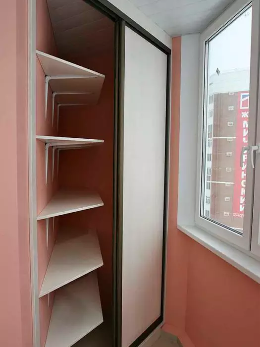 Balkonové skříně (108 fotek): Příklady vestavěných a plastových balkonových skříní, zajímavých nápadů pro designérské skříně s roletami a obklady 20841_99