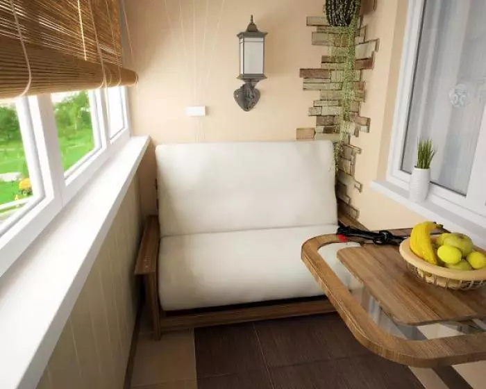 Sofas për ballkone dhe loggias (65 foto): Rishikimi i sofave të vogla me kuti magazinimi, zgjidhni sofas qoshe me vendin e fjetur, dizajn ballkon me divan të ngushtë mini 20846_50