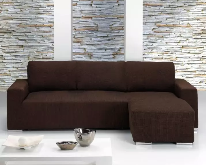 Eurchet անկյունում Sofa (31 լուսանկար). Ինչպես հագնել անկյունում դարակով բազմոցի վրա, ձախ կամ աջ ձգում: Ինչպես գործը քաշել առանց բազկաթոռների մոդելի վրա: 20864_10