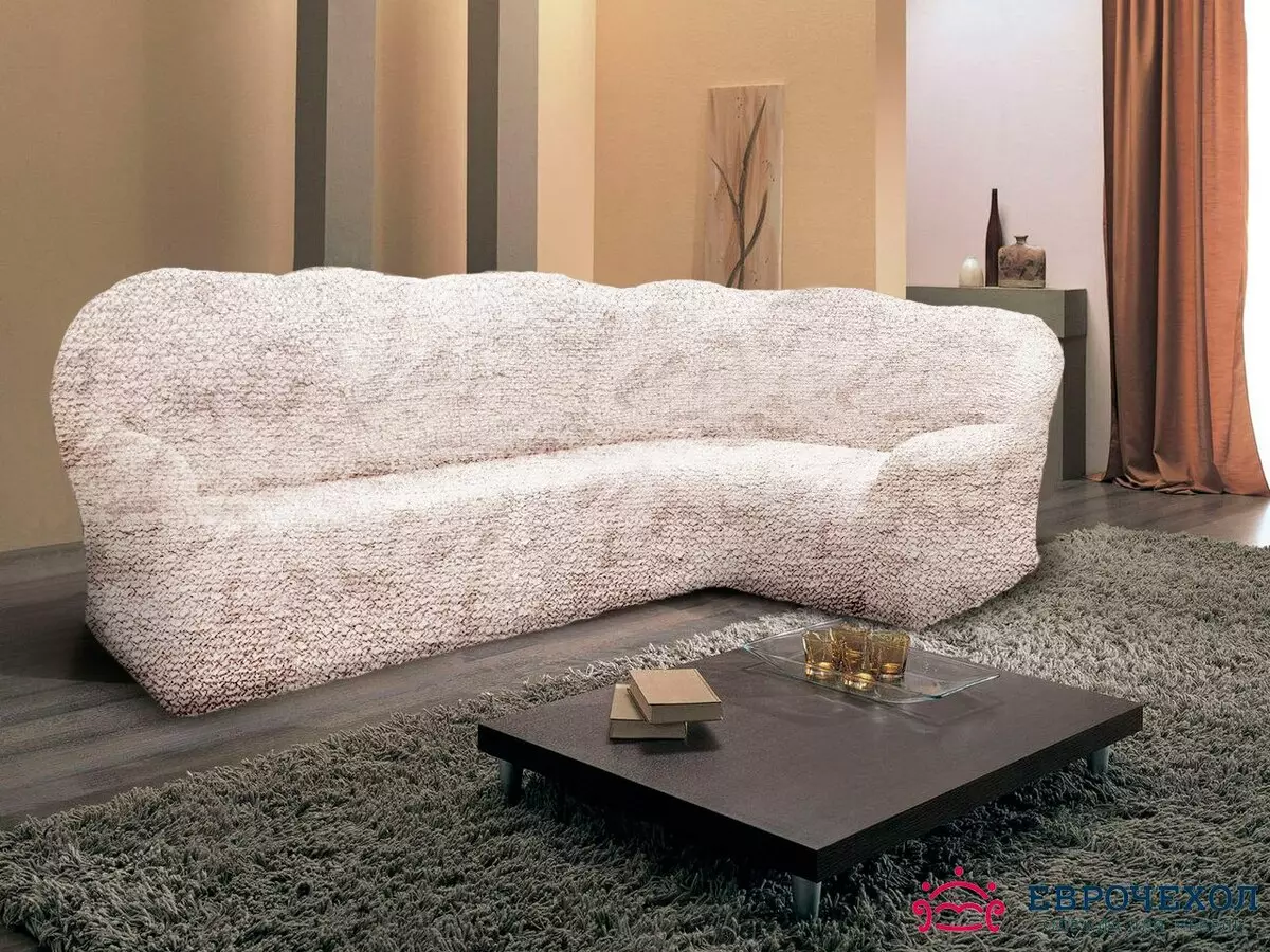Eurochet al sofà de la cantonada (31 fotos): com utilitzar en un sofà amb un prestatge a la cantonada, amb una protuberància a la part esquerra o dreta? Com treure el cas d'un model sense braços? 20864_11