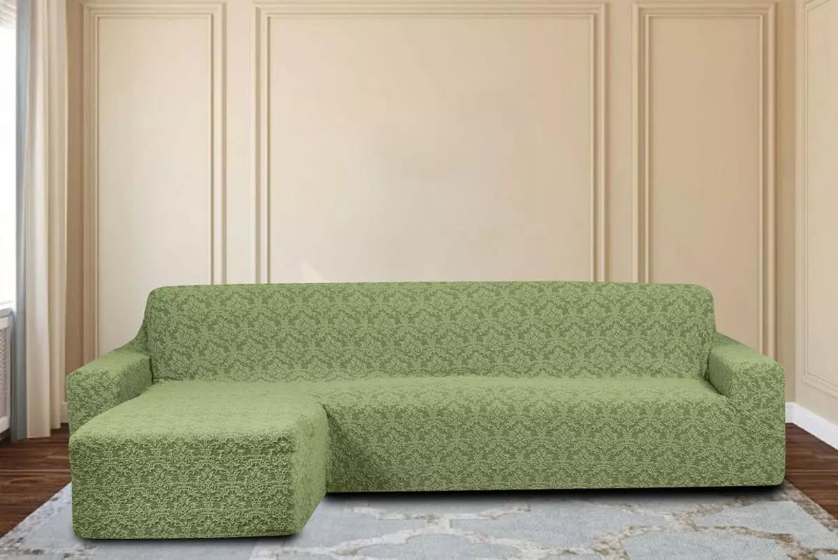 Eurochet na uglu sofa (31 slike): kako nositi na kauču s polica u uglu, sa izbočenje na lijevo ili desno? Kako povući slučaj na modelu bez naslona za ruke? 20864_18