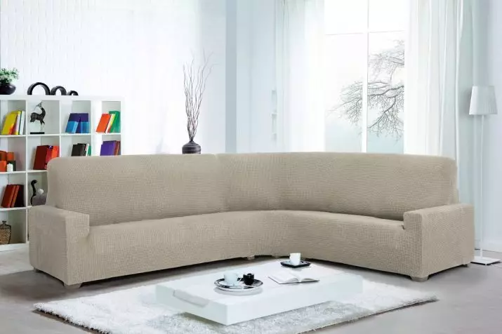 Eurochet on the corner sofa (31 photos): how to wear on a sofa with a shelf in the corner, with a protrusion on the left or right? How to pull the case on a model without armrests? 20864_21
