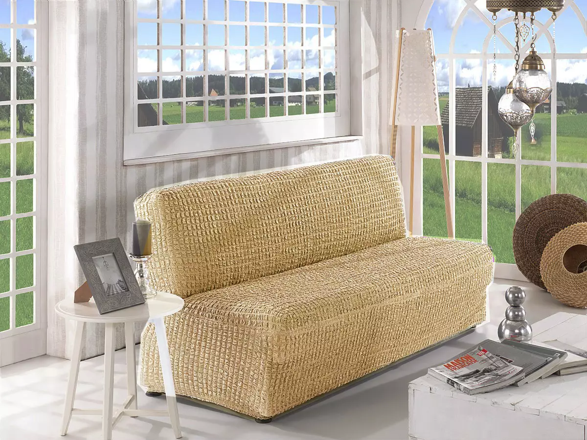 蓋上沙發和椅子：Eurochells，格子和普通覆蓋物，來自生態板和織物，帶有扶手和沒有 20869_5