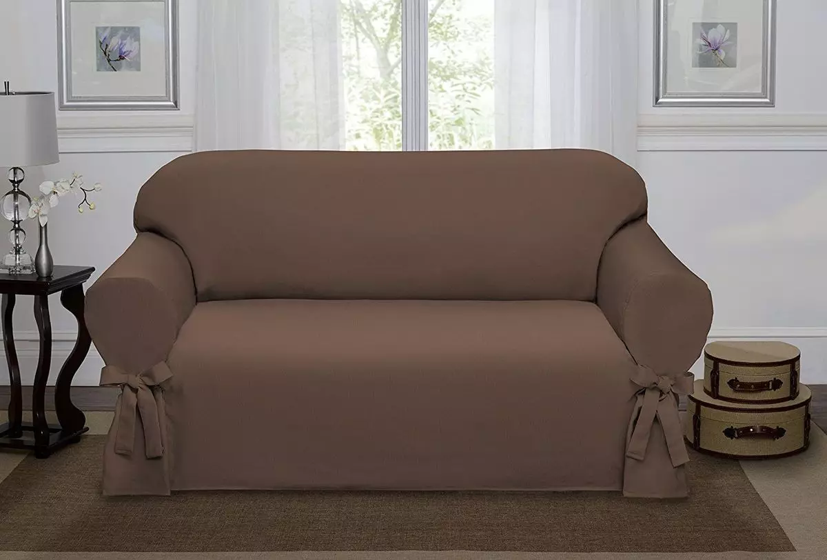 Deksler på sofaen og stolen: Eurochells, sett med plaids og universelle deksler, fra øko-bord og stoff, med armlener og uten 20869_9