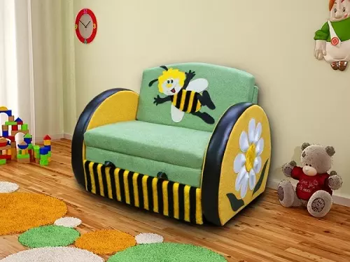Sofas sareng sofa pikeun barudak ti 3 taun umur (51 poto): ranjang sofa pikeun budak awéwé sareng palipis, palang sofas 20870_3