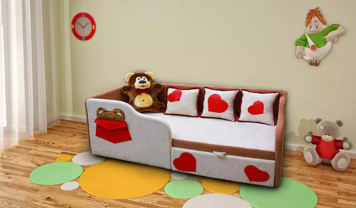 Sohvat sohvalla 3 vuoden ikäisille lapsille (51 valokuvaa): sänky sohva tytöille ja pojille, taitettava sohvat puolella 20870_33