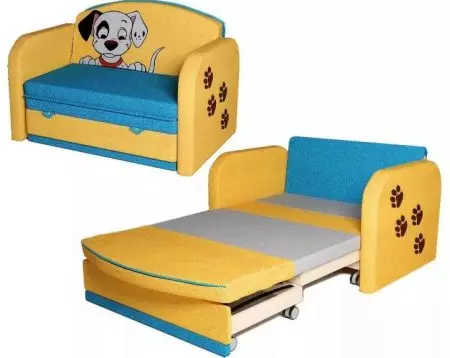 Sofas sareng sofa pikeun barudak ti 3 taun umur (51 poto): ranjang sofa pikeun budak awéwé sareng palipis, palang sofas 20870_8