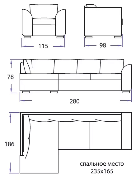 Stūra dīvāni gultas (51 fotogrāfijas): lieli un nelieli locīšanas modeļi ikdienas lietošanai, ar bāru un bez tā, izmēri 20880_27