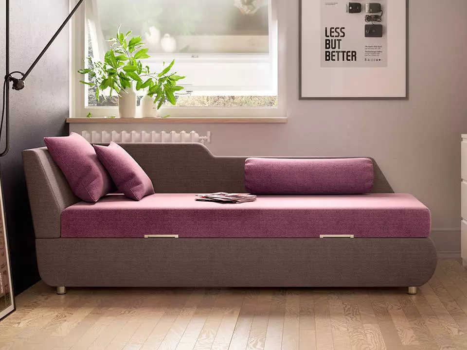 Ottoman with an orthopedic mattress and a box for linen: choose the corner ottoo-bed, the size of a double and single, review of species, their advantages and cons 20886_25