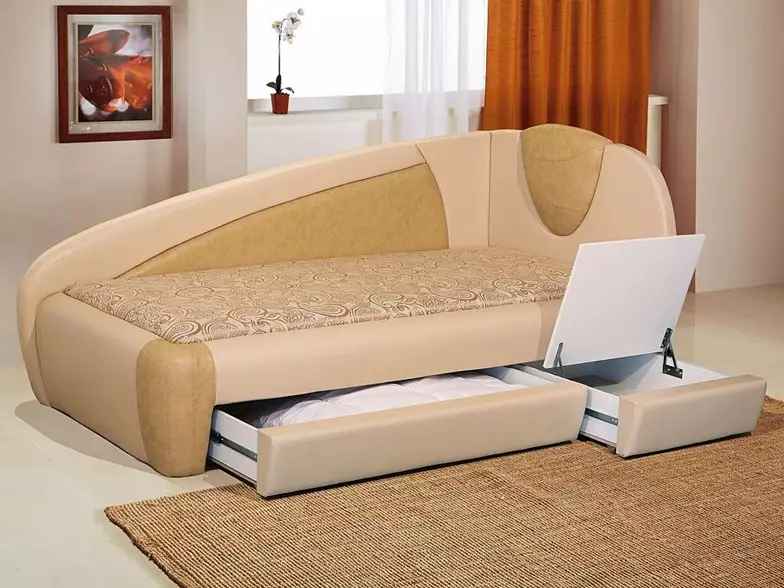 Ottoman with an orthopedic mattress and a box for linen: choose the corner ottoo-bed, the size of a double and single, review of species, their advantages and cons 20886_3