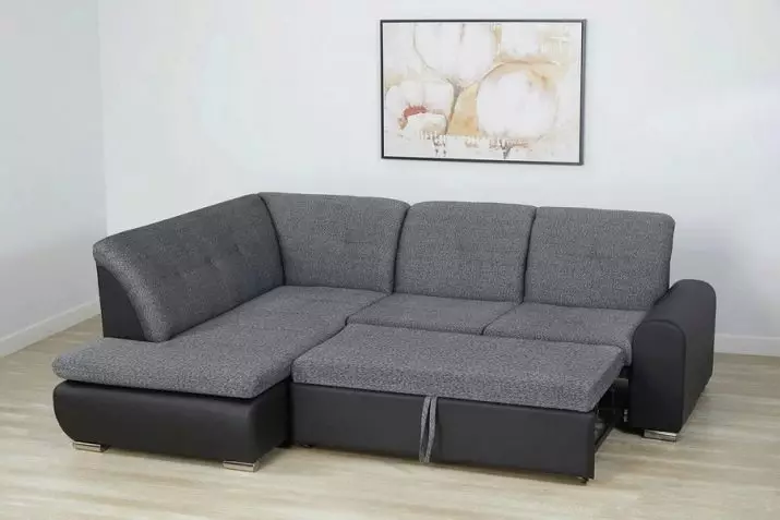 Lipat Sofa Angular (48 foto): Tinjauan umum model besar dan kompak dengan panjang 180 cm dan ukuran lainnya. Bagaimana cara memposisikan? 20889_37