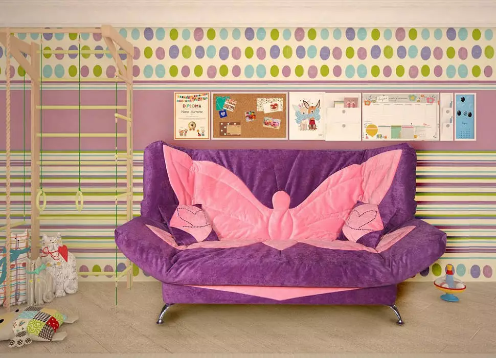 女の子のためのソファ（58写真）：私たちは女の子3,7,10,12歳、ピンクのソファー、そしてベッドルームの他の色、キャノピーとタッカを選びます 20893_21