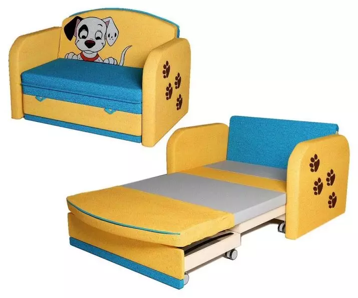 Дитячий викочування диван: моделі з ящиком для білизни викатні вперед і вбік, для хлопчика 5 років і для двох дітей 20895_11