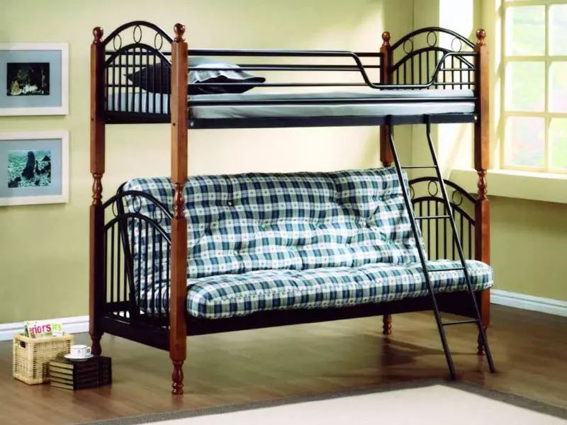 Baby-Etagenbetten mit einem Sofa (53 Fotos): zweistöckige Betten mit einem Dachboden für Kinder und Jugendliche, Modell in einem Zimmer für Mädchen und Jungen 20896_10