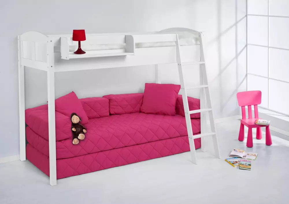 Baba emeletes ágy egy kanapé (53 fotó): kétszintes ágyak tetőtérben a gyermekek és a tizenévesek, a modell egy szobában A lányok és fiúk 20896_37