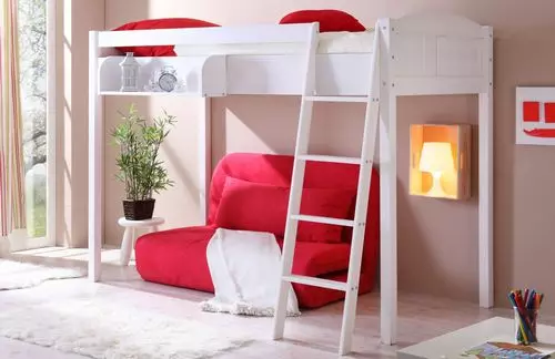 Baba emeletes ágy egy kanapé (53 fotó): kétszintes ágyak tetőtérben a gyermekek és a tizenévesek, a modell egy szobában A lányok és fiúk 20896_45