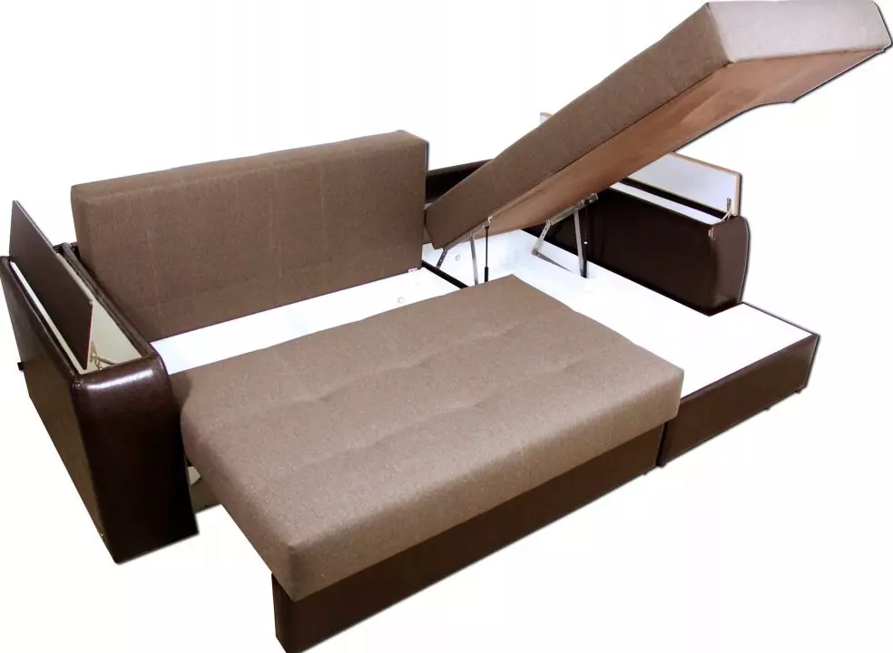 Sofa Ortopedik Sudut: Pandangan model untuk tidur harian, dengan mata air bebas dan bilik tidur ortopedik, dengan asas keras dan anatomi 20905_7