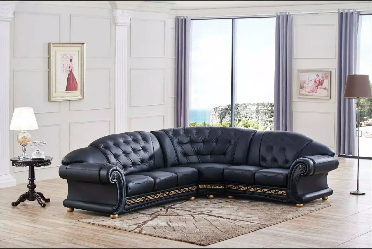 Klasiskie stūra dīvāni (28 fotogrāfijas): izvēlieties modernās klasiskās stila dīvāni 20907_9