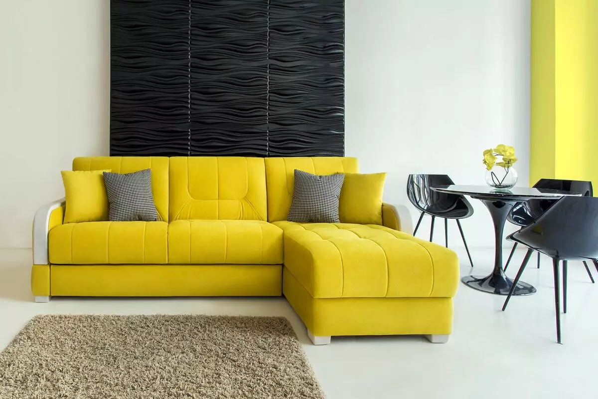 Lytse hoeke Sofa's mei sliepende plak: Lytse sofa's 2000x1400 mm en kompakte oare grutte. Kies in mini-sofa 20908_32
