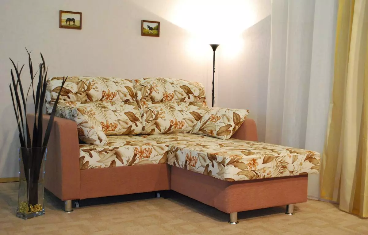 Lytse hoeke Sofa's mei sliepende plak: Lytse sofa's 2000x1400 mm en kompakte oare grutte. Kies in mini-sofa 20908_41