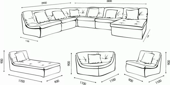 Modularni ugaoni sofe (57 slike): veliki i druge veličine sklapanje moderne modele 20913_37