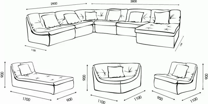 Modulare Winkelsofas (57 Fotos): Große und andere Größen, die moderne Modelle falten 20913_37