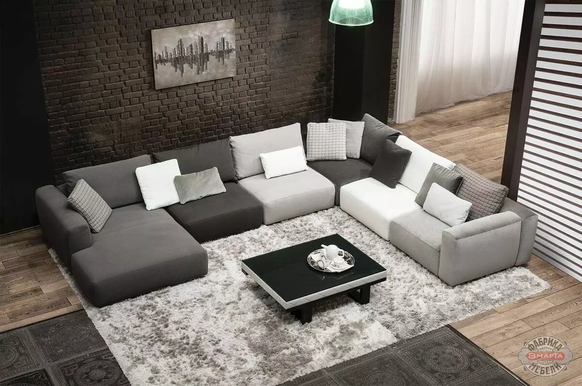 Modular angular sofas (57 nga mga litrato): dako ug uban pang mga gidak-on nga nagpilo sa mga modernong modelo 20913_4