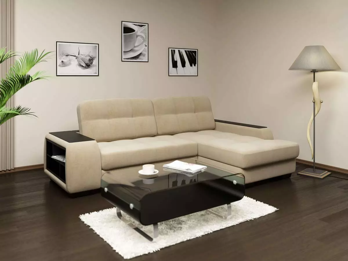 Sofa sudut kecil (75 gambar): Dimensi sofa kecil sofa kecil. Lipat padat dan sofa tidak terkawal di pedalaman 20914_11