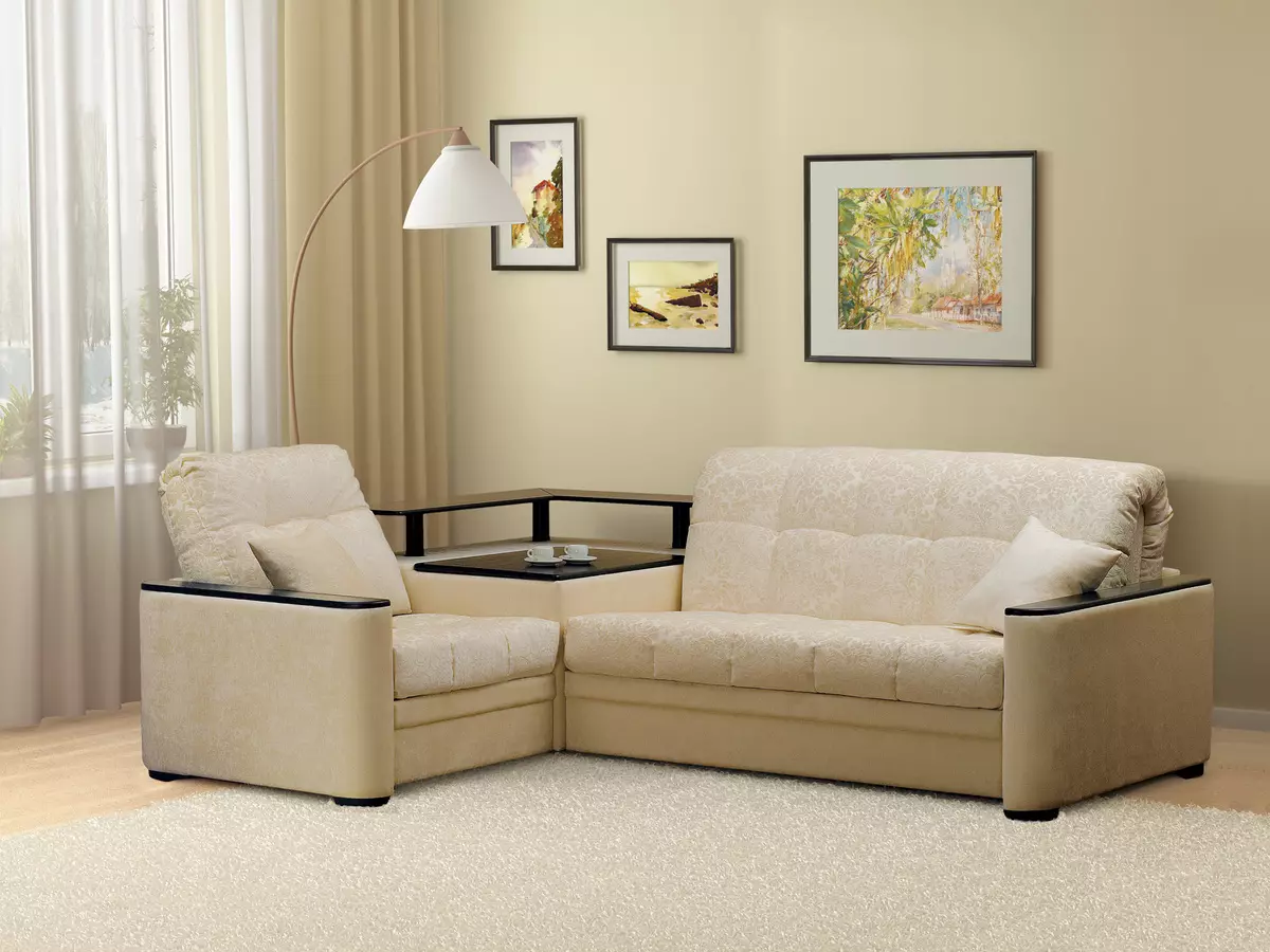 Ghế sofa góc nhỏ (75 ảnh): Kích thước của ghế sofa nhỏ nhỏ. Ghế sofa gấp và không liên quan trong nội thất 20914_9
