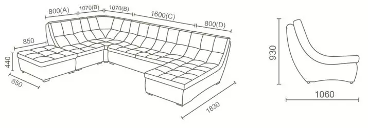 Hjørne sofaer uten armlener (34 bilder): 2000x1500 og 2000x1400 mm, folding små og andre, fordeler og ulemper 20915_22