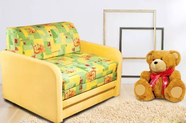 Sofa Bayi dengan Sofa (47 Foto): Lipat Tempat Tidur Sofa dengan Kasur Ortopedi dan Simbok Soft untuk Anak-anak dari 1-2 atau lebih 20918_7