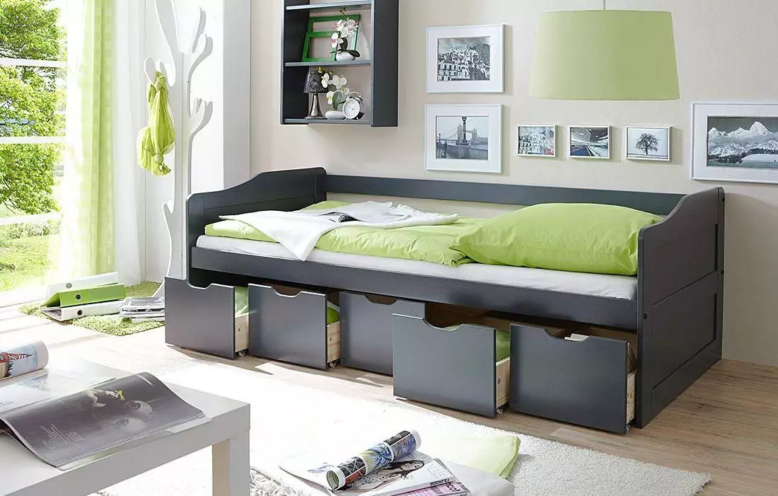 Sofá camas para adolescentes (57 fotos): modelos transformadores con colchón ortopédico ou estándar, camas con caixóns e outros 20920_3