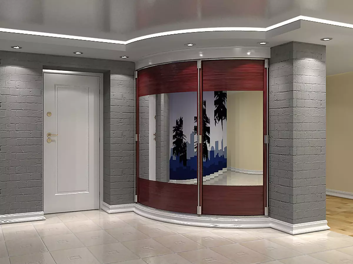 Ενσωματωμένη ντουλάπα στο διάδρομο (108 φωτογραφίες): Σχεδιασμός ιδεών ενσωματωμένων δομών, γωνιακών και ταλάντευσης μοντέλων για ένα μικρό διάδρομο, γεμίζοντας μέσα, στενά και εμπορικά γραφεία 20922_21