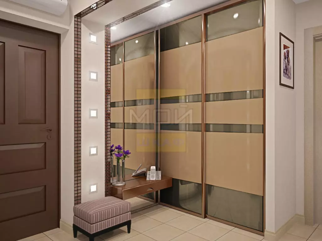 Tủ quần áo tích hợp trên hành lang (108 ảnh): Ý tưởng thiết kế của các cấu trúc nhúng, mô hình góc và swing cho một hành lang nhỏ, điền vào bên trong, tủ hẹp và tủ mua sắm 20922_41