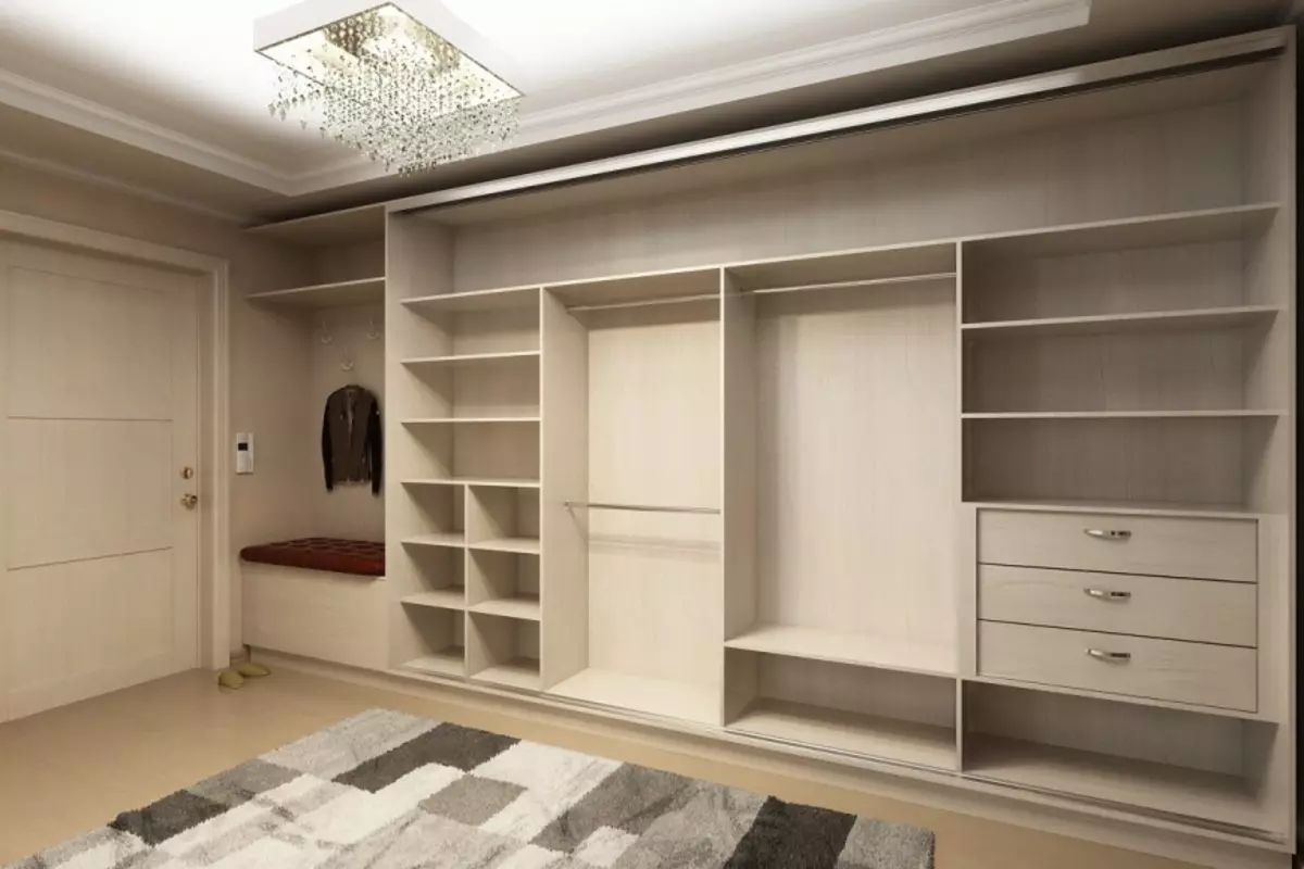 Вградена гардероба во ходникот (108 фотографии): Дизајн идеи за вградени структури, аголни и замав модели за мал коридор, полнење внатре, тесни и шопинг кабинети 20922_54