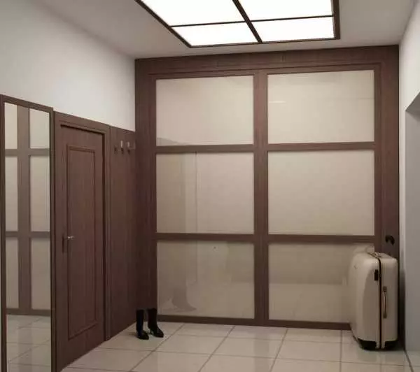 Lemari pakaian bawaan di lorong (108 foto): ide-ide desain struktur yang disematkan, model sudut dan ayunan untuk koridor kecil, mengisi di dalam, lemari sempit dan belanja 20922_84