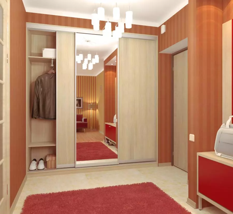 Built-in wardrobe sa Hallway (108 mga larawan): Mga ideya sa disenyo ng mga naka-embed na istruktura, angular at swing modelo para sa isang maliit na koridor, pagpuno sa loob, makitid at shopping cabinet 20922_90