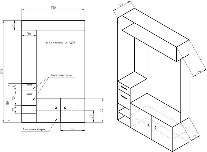 Kedalaman kabinet untuk lorong (13 gambar): kabinet dalam kedalaman 20-25 cm dan 30-35 cm, 36-40 cm dan 50-60 cm, pilihan lain 20925_8