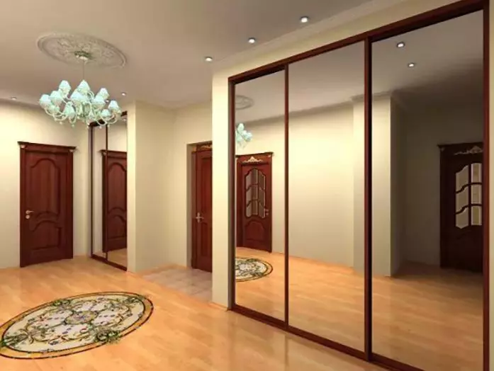 Beépített szekrény a folyosón (86 fotók): Tervezési ötletek a beágyazott szekrények a folyosón. Válassza ki a szögletes tükörszekrényeket a kis folyosón és más opciókban 20926_28