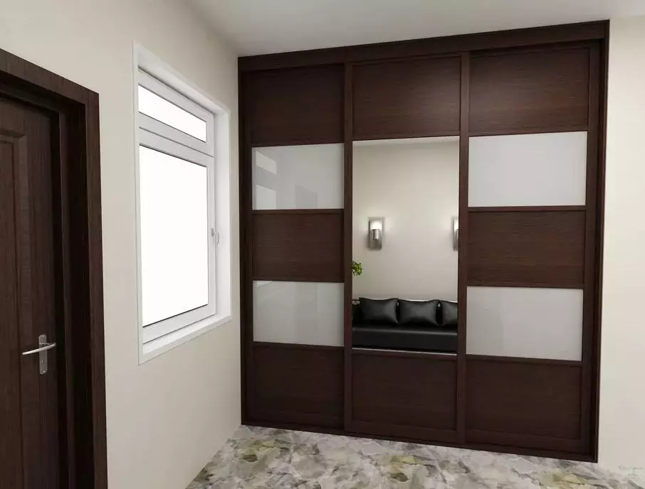 Вграден гардероб в коридора (86 снимки): дизайн идеи за вградени шкафове в коридора. Изберете ъглови огледални шкафове в малък коридор и други опции 20926_45