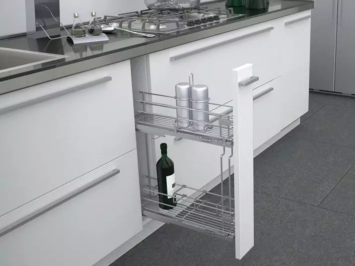 Dimensiuni ale sticlelor de bucătărie (31 fotografii): Modele în setul cu cască de bucătărie Lățimea 100, 150 și 200 și 300 mm cu o adâncime mai standard, standard de încărcătură retractabilă 20935_20
