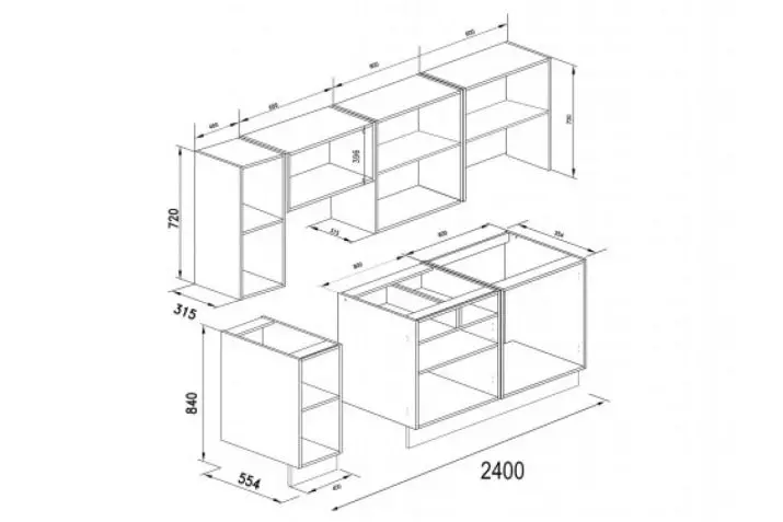 La profundidad de las gabinetes de fondo de la cocina (14 fotos): ¿Cuál es la profundidad estándar de los gabinetes de cocina inferiores al aire libre? ¿Cómo recogerlo? 20936_3