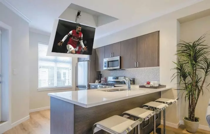Kuchyňská televize Možnosti ubytování (56 fotek): Instalace v kuchyni headset, možnosti designu kuchyně. Jak zavěsit TV přes stůl? 20943_33